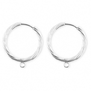 BY31&reg; Appr&ecirc;ts en acier Inox boucles d'oreilles&nbsp;/&nbsp;puces cr&eacute;oles torsad&eacute; avec anneau Argent&eacute;