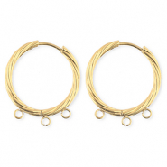 BY31&reg; Appr&ecirc;ts en acier Inox boucles d'oreilles&nbsp;/&nbsp;puces cr&eacute;oles torsad&eacute; avec 3 anneaux Dor&eacute;