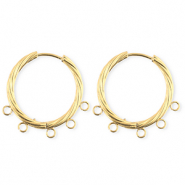 BY31&reg; Appr&ecirc;ts en acier Inox boucles d'oreilles&nbsp;/&nbsp;puces cr&eacute;oles torsad&eacute; avec 5 anneaux Dor&eacute;