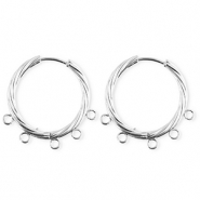 BY31&reg; Appr&ecirc;ts en acier Inox boucles d'oreilles&nbsp;/&nbsp;puces cr&eacute;oles torsad&eacute; avec 5 anneaux Argent&eacute;