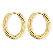 BY31&reg; Boucles d'oreilles / cr&eacute;oles en acier Inox torsad&eacute; Dor&eacute;