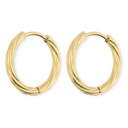 BY31&reg; Boucles d'oreilles / cr&eacute;oles en acier Inox torsad&eacute; Dor&eacute;