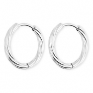 BY31&reg; Boucles d'oreilles / cr&eacute;oles en acier Inox torsad&eacute; Argent&eacute;
