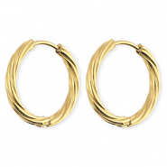 BY31® Boucles d'oreilles / créoles en acier Inox torsadé Doré