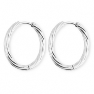 BY31&reg; Boucles d'oreilles / cr&eacute;oles en acier Inox torsad&eacute; Argent&eacute;