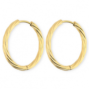 BY31&reg; Boucles d'oreilles / cr&eacute;oles en acier Inox torsad&eacute; Dor&eacute;