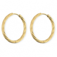 BY31&reg; Boucles d'oreilles / cr&eacute;oles en acier Inox torsad&eacute; Dor&eacute;