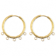 BY31® Apprêts en acier Inox boucles d'oreilles / puces créoles torsadé avec 5 anneaux Doré
