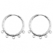 BY31&reg; Appr&ecirc;ts en acier Inox boucles d'oreilles&nbsp;/&nbsp;puces cr&eacute;oles torsad&eacute; avec 5 anneaux Argent&eacute;