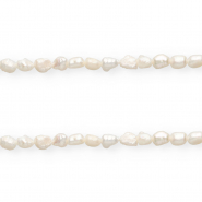 Perles d'eau douce imparfaites nugget ovale 7x5-6mm Blanc naturel