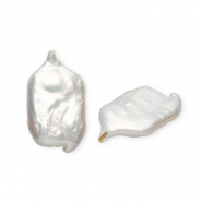 Perles d'eau douce imparfaites rectangle Blanc naturel