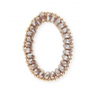 Pendentifs facett&eacute;es ovale Taupe marron-pearl shine coating-dor&eacute;