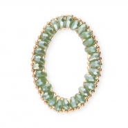 Pendentifs facett&eacute;es ovale Vert-pearl shine coating-dor&eacute;