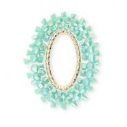 Pendentifs facett&eacute;es ovale Turquoise menthe AB-dor&eacute;