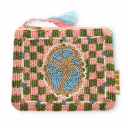 BY31&reg; Trousse palmier Dor&eacute;-bleu clair-rose clair-vert olive-blanc cass&eacute;