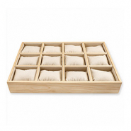 Présentoir bijoux 12 cases avec coussins naturel-blanc cassé