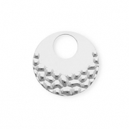 Breloques en acier Inox rond Argent&eacute;