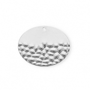 Breloques en acier Inox ovale Argent&eacute;
