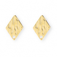 Appr&ecirc;ts en acier Inox boucles d'oreilles / puces d&rsquo;oreilles losange avec anneau Dor&eacute;