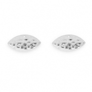 Appr&ecirc;ts en acier Inox boucles d'oreilles / puces d&rsquo;oreilles ovale avec anneau Argent&eacute;