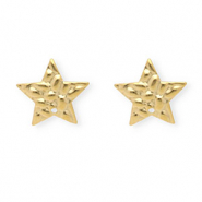 Appr&ecirc;ts en acier Inox boucles d'oreilles / puces d&rsquo;oreilles &eacute;toile avec anneau Dor&eacute;