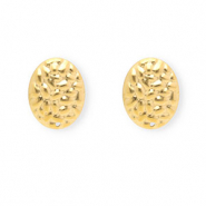 Appr&ecirc;ts en acier Inox boucles d'oreilles / puces d&rsquo;oreilles ovale avec anneau Dor&eacute;
