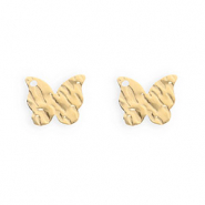 Appr&ecirc;ts en acier Inox boucles d'oreilles / puces d&rsquo;oreilles papillon avec anneau Dor&eacute;