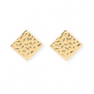 Appr&ecirc;ts en acier Inox boucles d'oreilles / puces d&rsquo;oreilles carr&eacute; avec anneau Dor&eacute;
