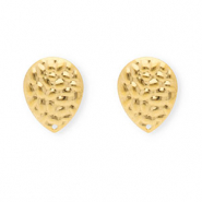 Appr&ecirc;ts en acier Inox boucles d'oreilles / puces d&rsquo;oreilles goutte avec anneau Dor&eacute;