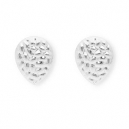Appr&ecirc;ts en acier Inox boucles d'oreilles / puces d&rsquo;oreilles goutte avec anneau Argent&eacute;
