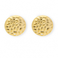 Appr&ecirc;ts en acier Inox boucles d'oreilles / puces d&rsquo;oreilles rond avec anneau Dor&eacute;