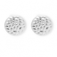 Appr&ecirc;ts en acier Inox boucles d'oreilles / puces d&rsquo;oreilles rond avec anneau Argent&eacute;