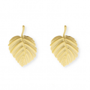 Appr&ecirc;ts en acier Inox boucles d'oreilles&nbsp;/&nbsp;puces d&rsquo;oreilles feuille avec anneau Dor&eacute;