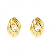 Appr&ecirc;ts en acier Inox boucles d'oreilles&nbsp;/&nbsp;puces d&rsquo;oreilles ovale avec anneau Dor&eacute;