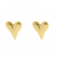 Appr&ecirc;ts en acier Inox boucles d'oreilles&nbsp;/&nbsp;puces d&rsquo;oreilles coeur avec anneau Dor&eacute;