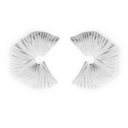 Appr&ecirc;ts en acier Inox boucles d'oreilles&nbsp;/&nbsp;puces d&rsquo;oreilles en forme de C avec anneau Argent&eacute;