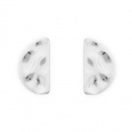 Appr&ecirc;ts en acier Inox boucles d'oreilles&nbsp;/&nbsp;puces d&rsquo;oreilles semi-circulaire avec anneau Argent&eacute;