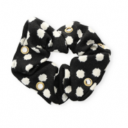 Elastique pour cheveux chouchou pois avec anneaux Noir-blanc-dor&eacute;