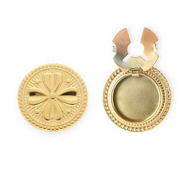 Cache-boutons en acier Inox rond avec tr&egrave;fle Dor&eacute;