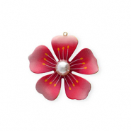 Breloques en acier Inox fleur Doré-rose-blanc nacré-jaune