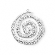 Breloques en acier Inox spirale avec imitations perles Argenté-blanc
