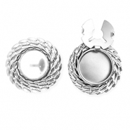 Cache-boutons en acier Inox rond avec imitations perle Argenté-blanc