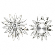 Cache-boutons fleur Argenté-cristal