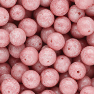 Perles en verre 12 mm Rose vintage-blanc