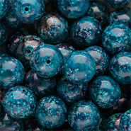 Perles en verre 14 mm Sarcelle multicolore