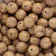 Perles en verre 12 mm Marron clair-jaune-blanc
