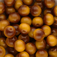 Perles en verre 12 mm Marron-jaune ambre