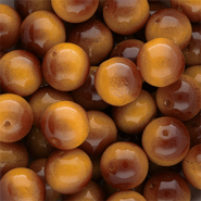 Perles en verre 14 mm Marron-jaune ambre