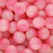 Perles en verre 14 mm Bubble-gum rose-blanc