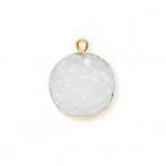 Breloque en pierre naturelle Quartz rond Blanc-dor&eacute;